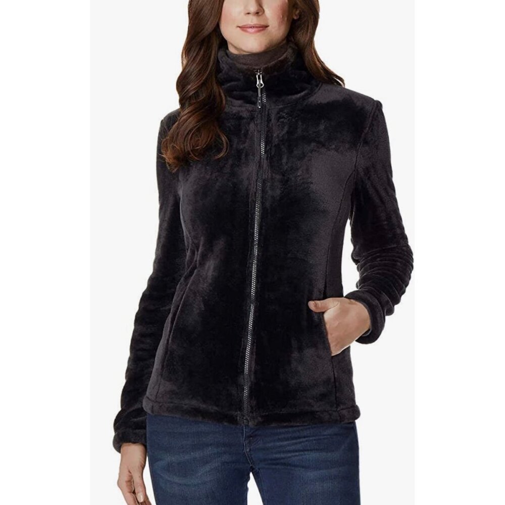 Size Medium Womens Black 32 DEGREES Heat Soft‎ Cozy Plush Velvet Full Zip Jacket